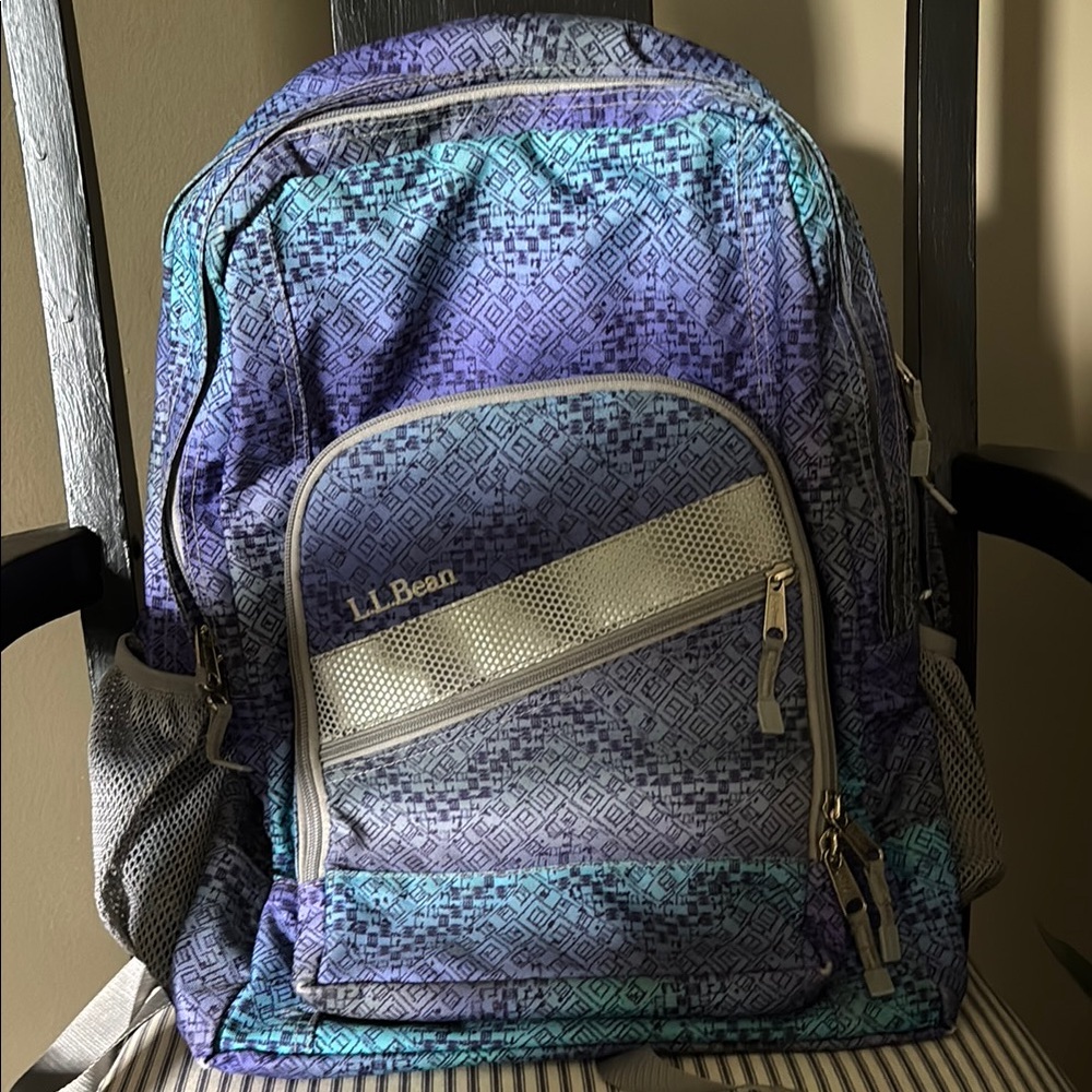 L.L. Bean Geometric Purple and Teal Backpack